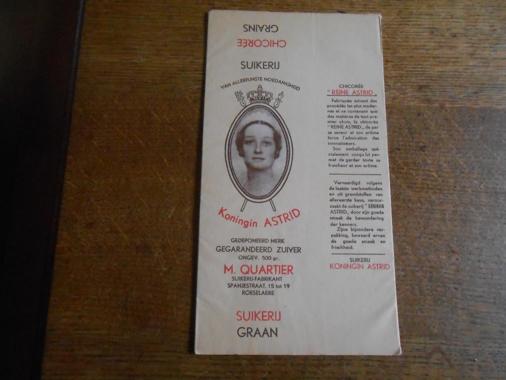 Reclame (verpakking) Chicory koffie Koningin Astrid, Ophalen of Verzenden, Zo goed als nieuw, Verpakking