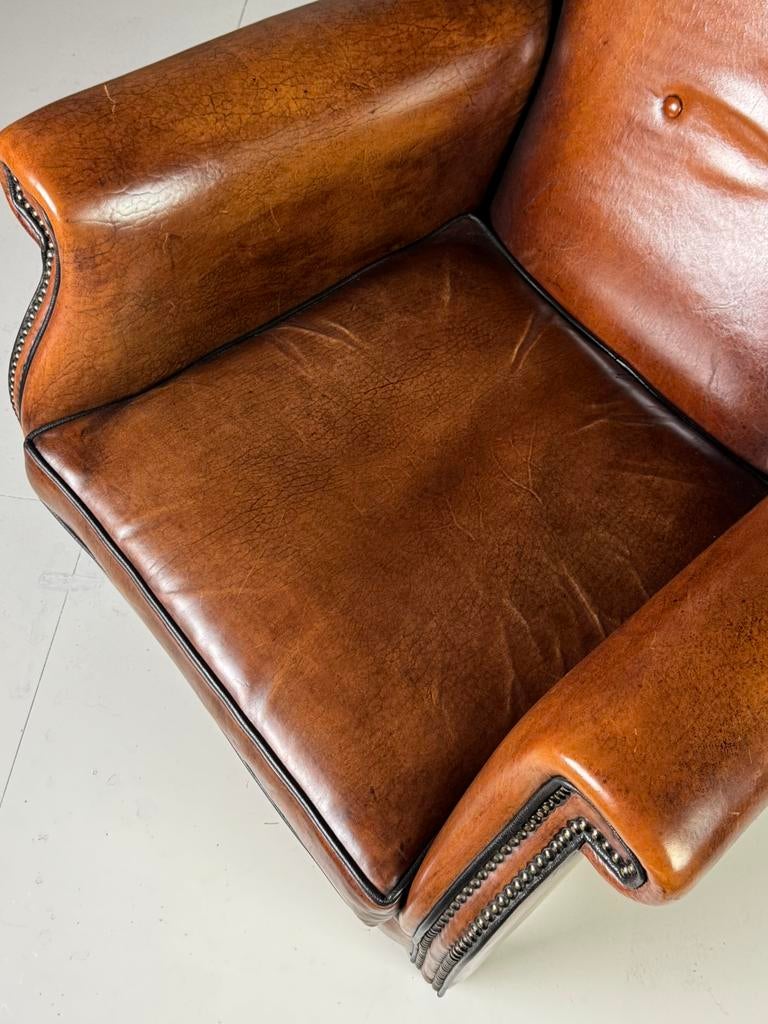 Fauteuil Wingback schapenleer klassiek, Huis en Inrichting, Fauteuils, Ophalen of Verzenden, Zo goed als nieuw, 75 tot 100 cm