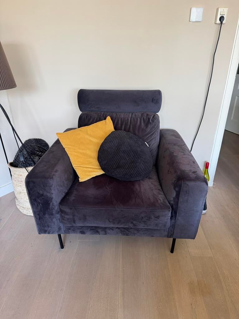 Antraciet fauteuil, Huis en Inrichting, Ophalen, Zo goed als nieuw, 75 tot 100 cm