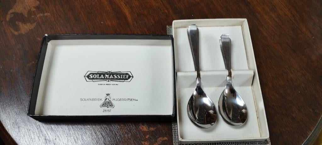 Vintage Sola Massief Bestekset - Lepels en Vorken, Antiek en Kunst, Antiek | Bestek, Ophalen of Verzenden