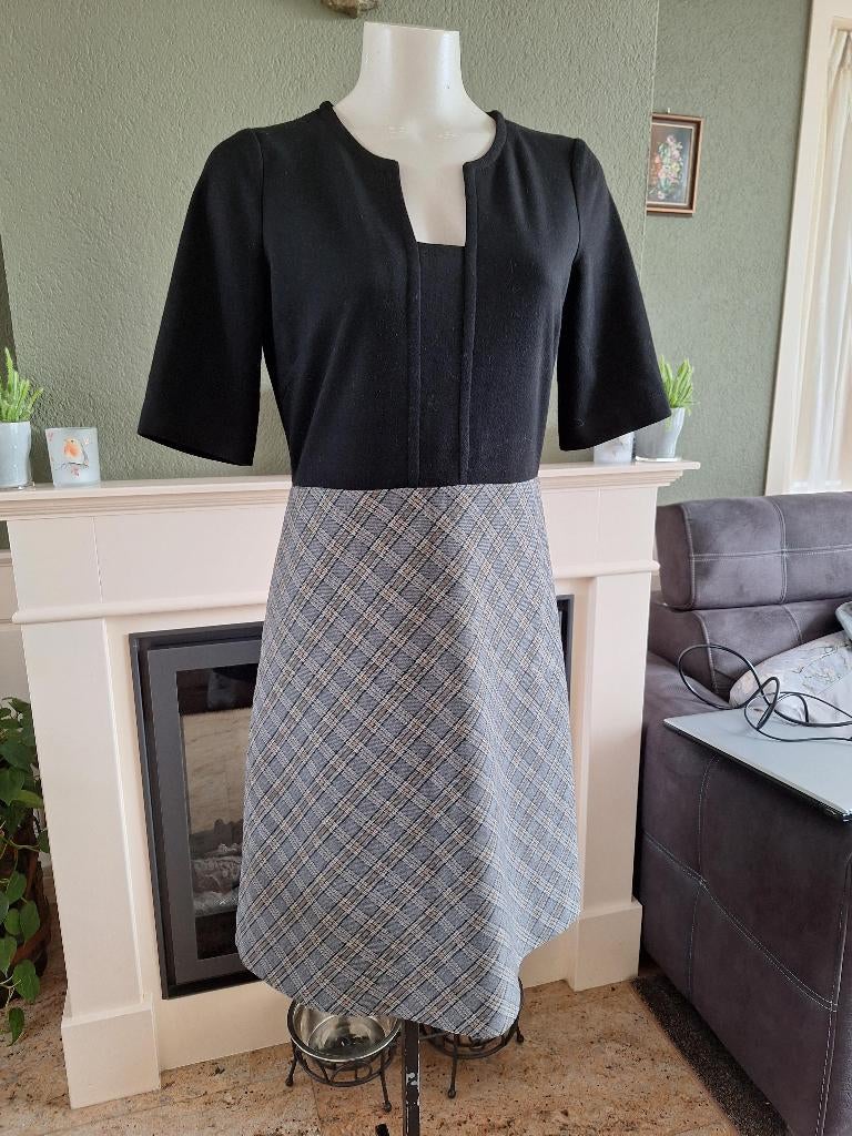 Sinequanone Paris jurk M 40 zwart grijs ruit, Kleding | Dames, Maat 38/40 (M), Sinequanone, Verzenden, Zwart