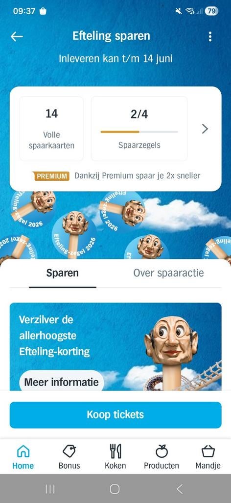 Efteling Korting! 14 Volle AH Spaarkaarten Te Koop, Albert Heijn, Ophalen of Verzenden