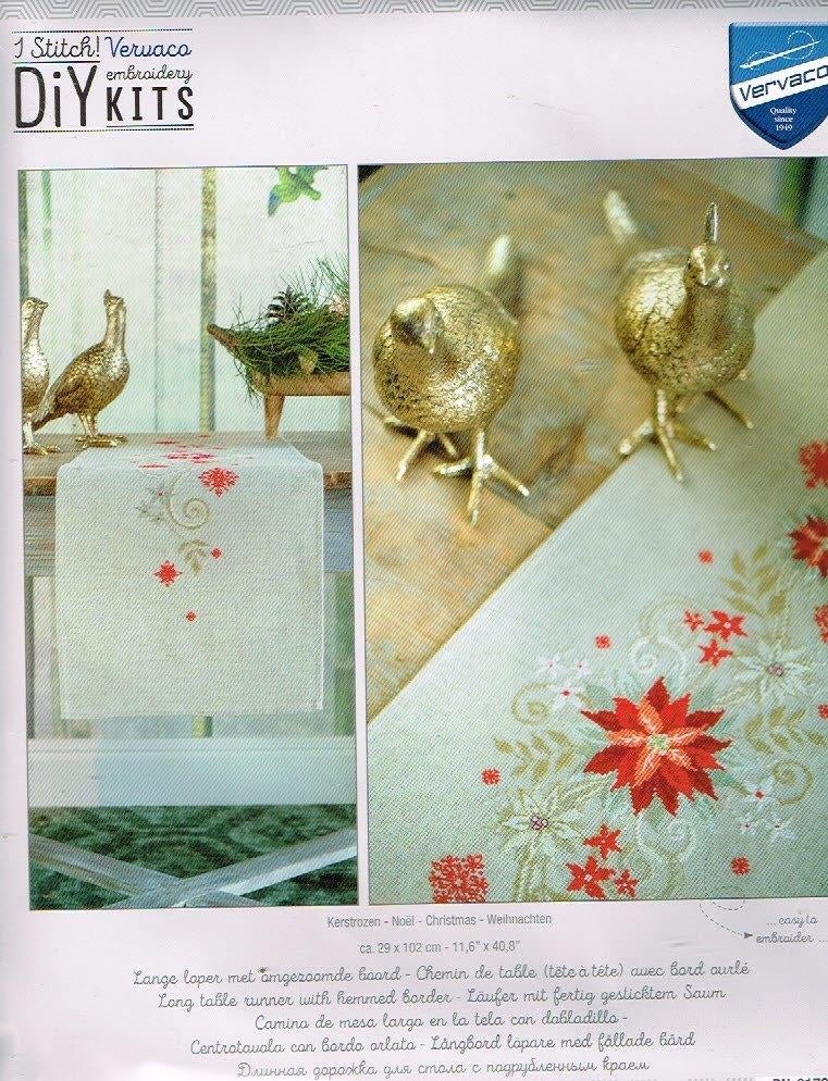 Cado vervaco borduurpakket lange tafelloper, kerststerren, Ophalen of Verzenden, Nieuw, Handborduren, Borduurpakket