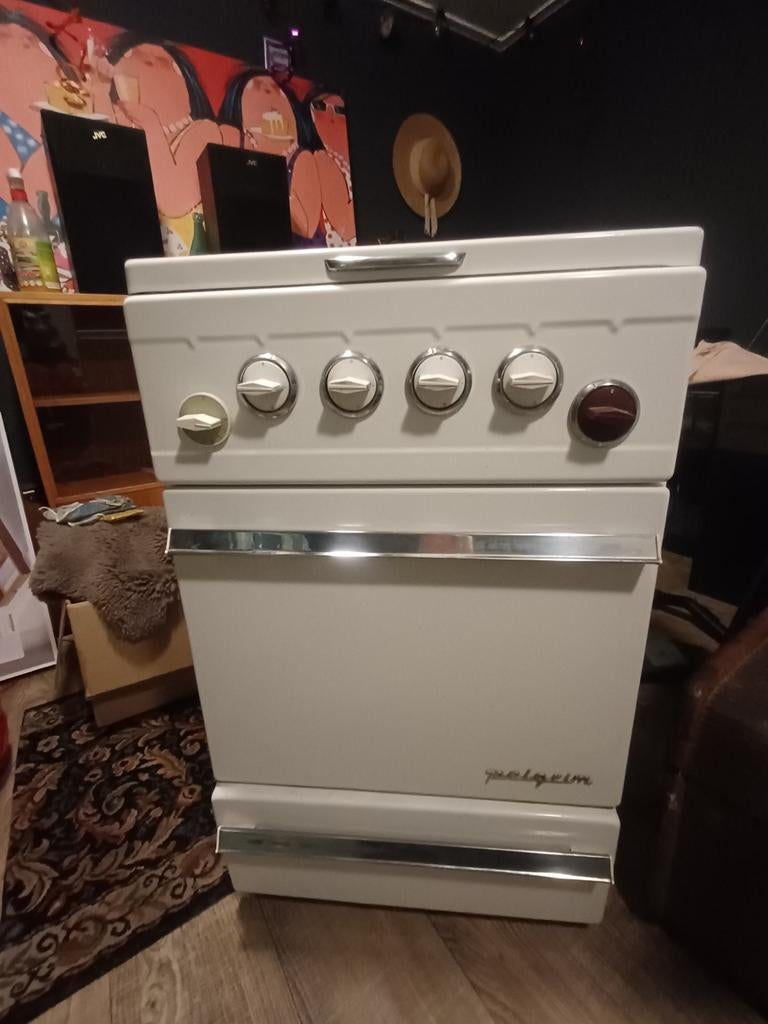 Vintage Pelgrim Gasfornuis met Oven - Wit, Goede Staat, Witgoed en Apparatuur, Fornuizen, Gebruikt, 60 cm of meer, Gas, Vrijstaand