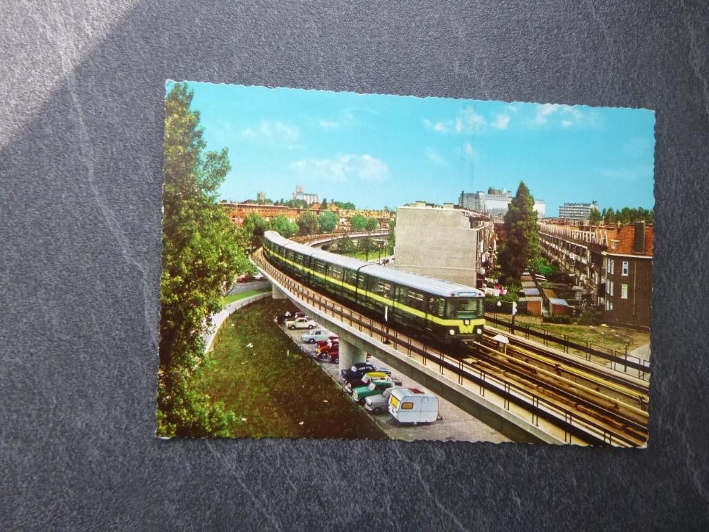 Rotterdam, metro /panorama/auto/caravan 1971, Verzenden, 1960 tot 1980, Gelopen, Zuid-Holland