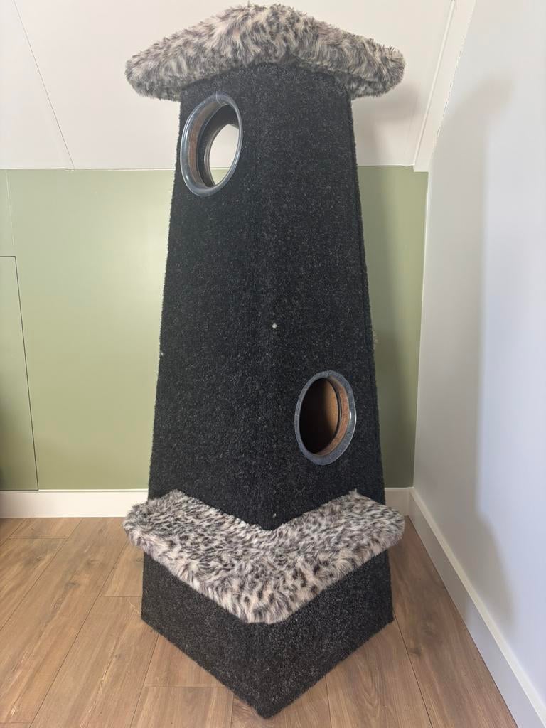 Kattenkrabpaal, antraciet met tijgerprint., Dieren en Toebehoren, Ophalen, Zo goed als nieuw, Krabpaal