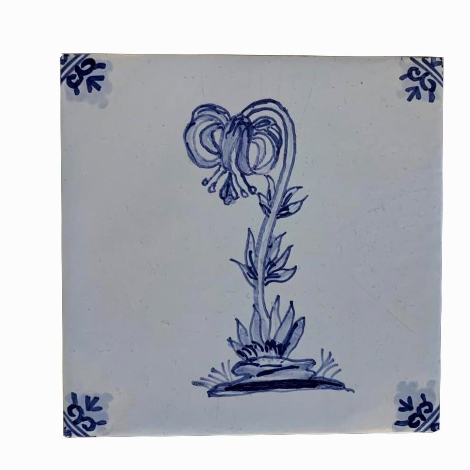 Delftsblauwe bloem TEGEL Westraven ossenkop motief, Ophalen of Verzenden