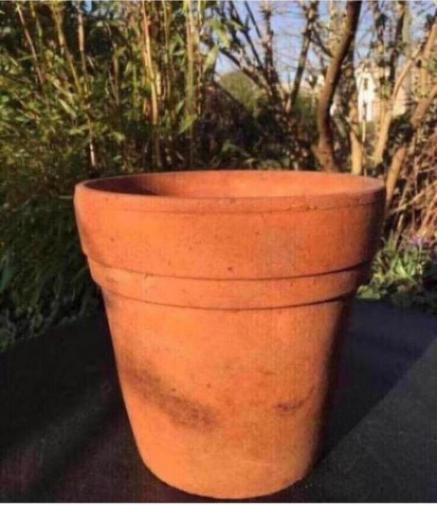Oud Hollandse Terracotta Bloempot - Handwerk 22,5cm, Tuin en Terras, Bloempotten, Rond, Ophalen of Verzenden, Zo goed als nieuw