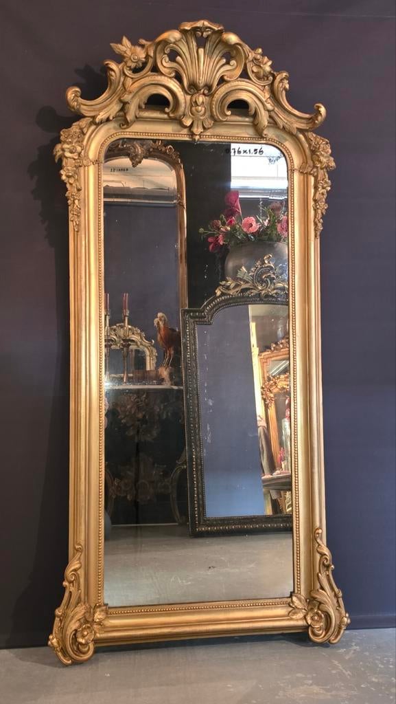 Antieke schouwspiegel..., Antiek en Kunst, Antiek | Spiegels, Minder dan 50 cm, Rechthoekig, Ophalen of Verzenden