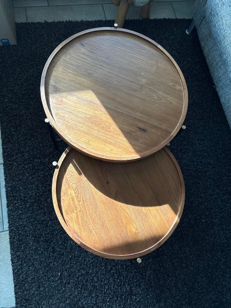 D Bodhi Coco salontafel set van 2, Huis en Inrichting, Gebruikt, Rond, Minder dan 50 cm, Overige houtsoorten