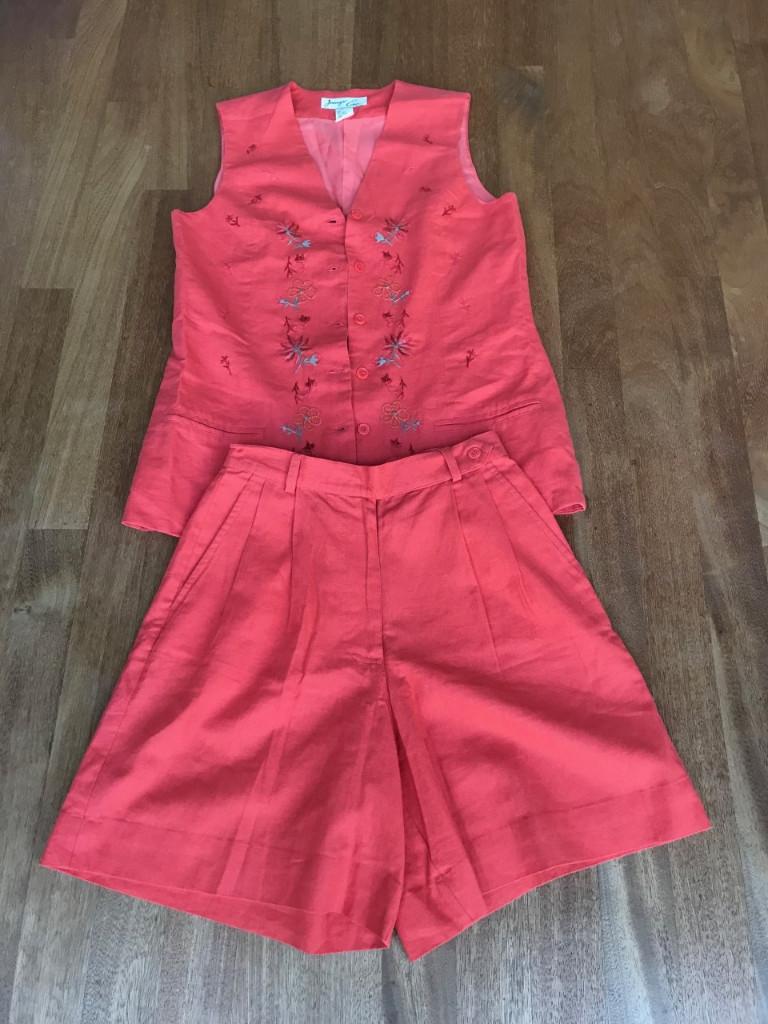 Vintage broekpak, oranje, 36/38, bermuda, Kleding | Dames, Broeken en Pantalons, Zo goed als nieuw, Maat 36 (S), Oranje, Kort