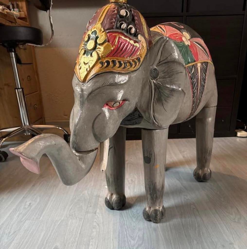 Grote mooie olifant, Ophalen, Hout, Gebruikt, Oosters