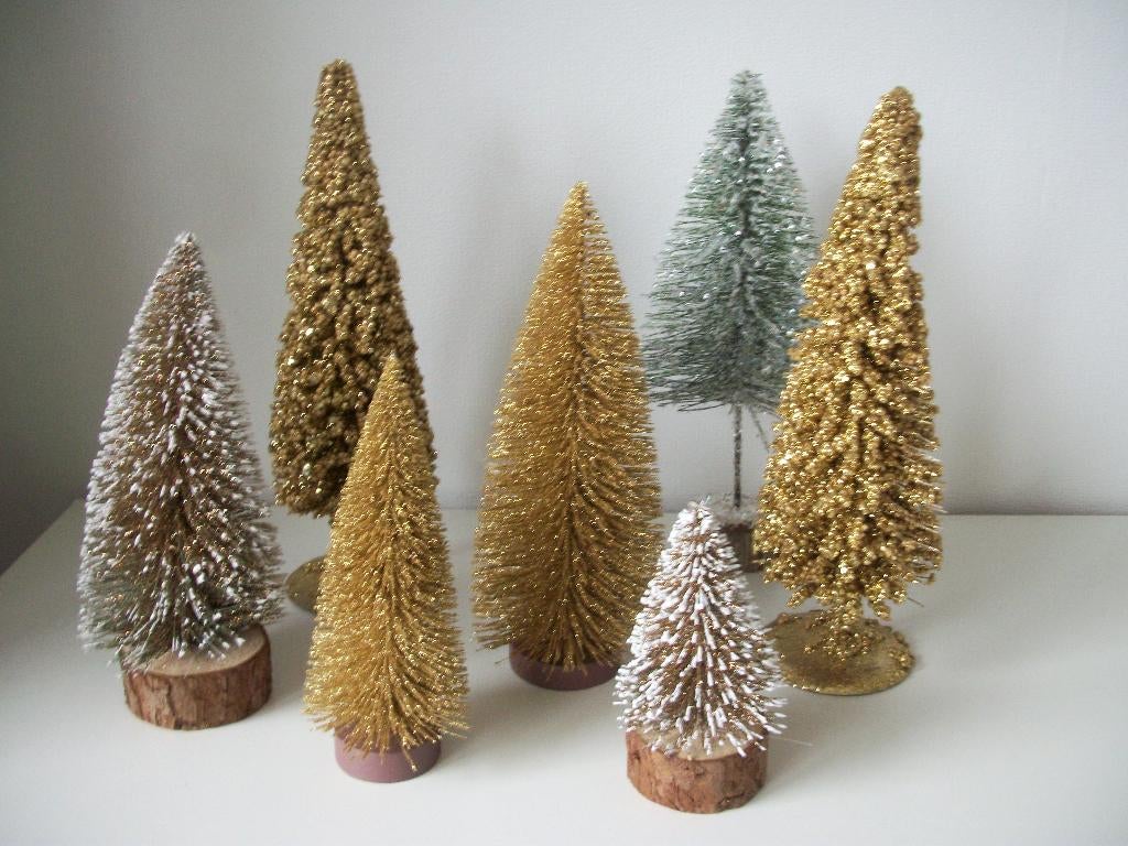 8x Kerstboom Glitter Goud en Zilver - 26 cm - zgan - p.stuk, Ophalen of Verzenden, Zo goed als nieuw