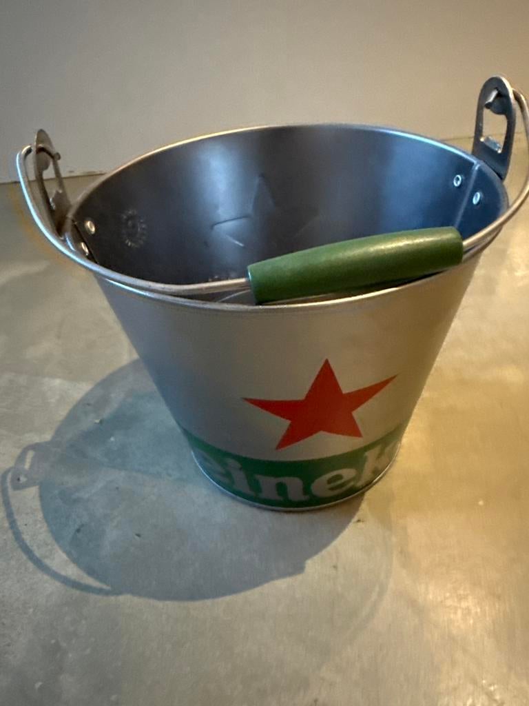4 Heineken emmers, Ophalen, Gebruikt, IJzer, Met handgreep