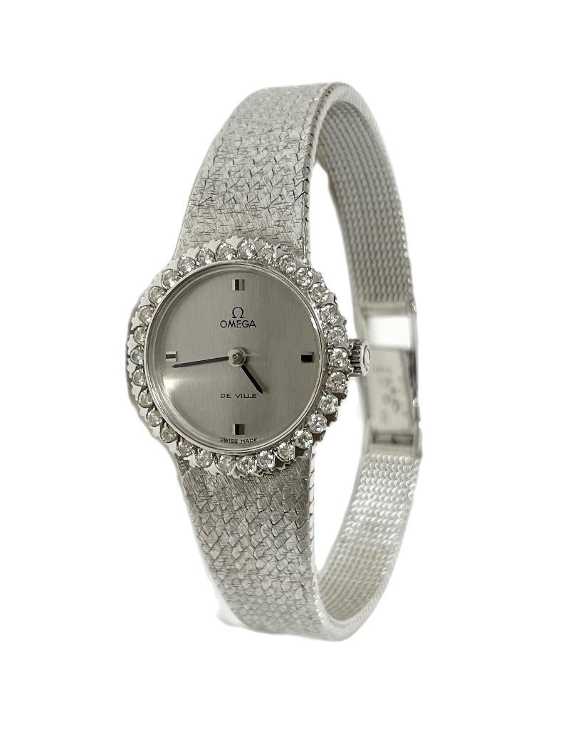 Omega de Ville Witgouden Lady Diamond Watch 1970 Ref. 7243, Overige merken, Polshorloge, Onbekend, Ophalen of Verzenden