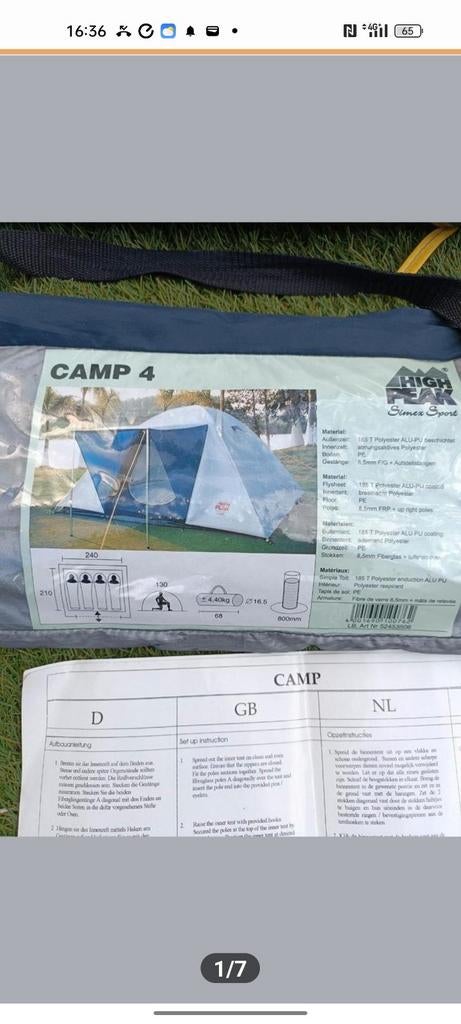 High Peak Simex Sport Camp 4 Tent - 4-persoons, Ophalen of Verzenden