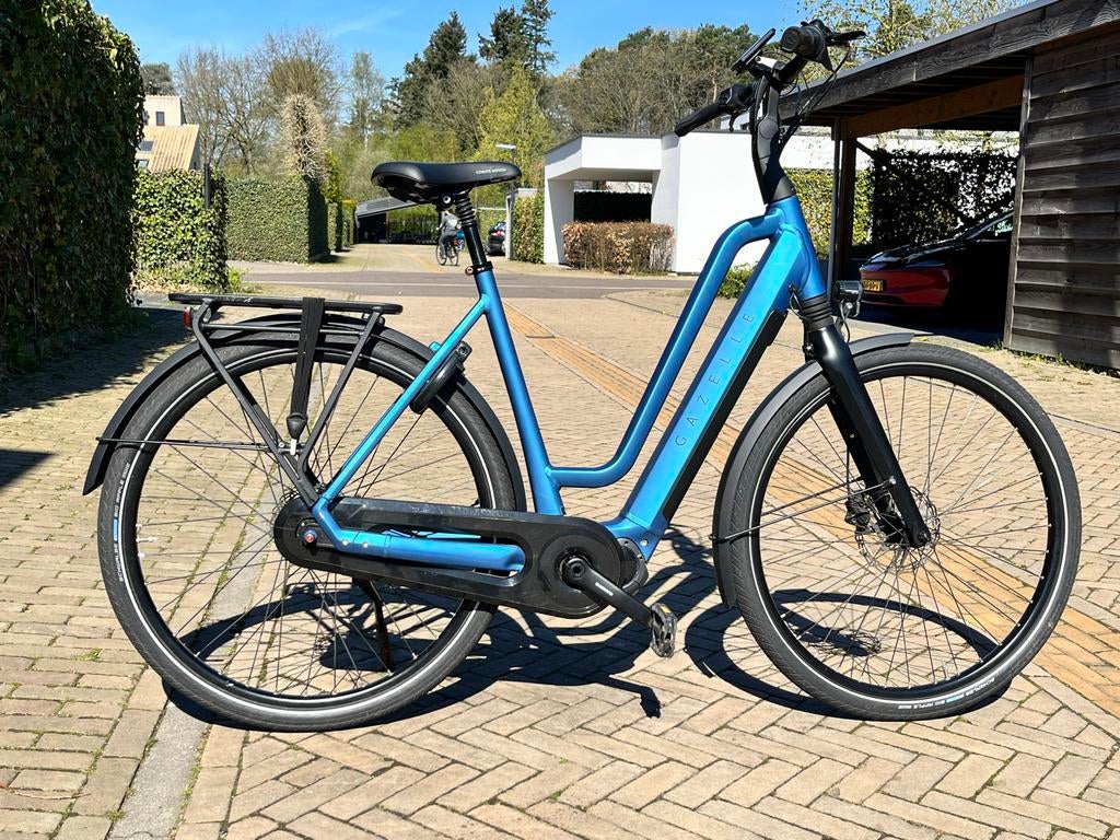Gazelle Chamonix C7 HMS 57cm e-bike, mat metallic blauw, Ophalen, Gebruikt, 50 km per accu of meer, 55 tot 59 cm