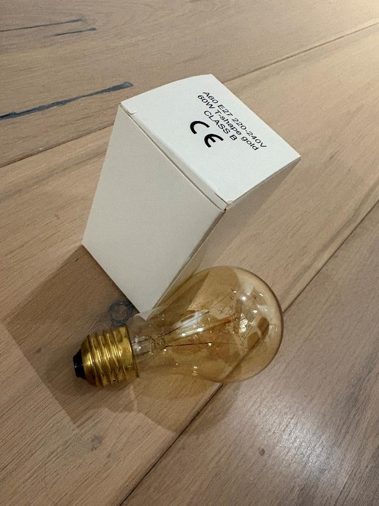 20x kooldraadlamp E27 grote fitting 60w gold *NIEUW*, 60 watt of meer, Nieuw, Gold, Soft of Flame