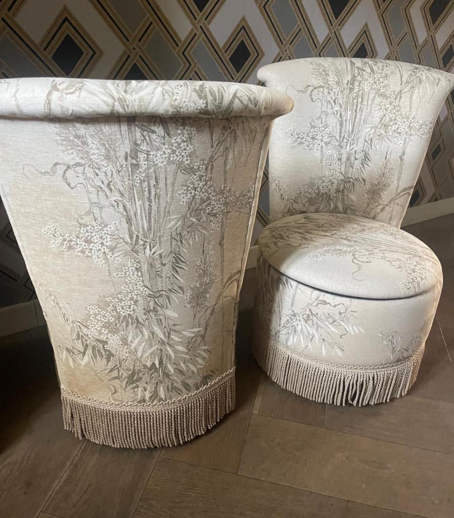 2 retro vintage stoeltjes met franjes, Verzamelen, Retro, Ophalen of Verzenden, Huis en Inrichting