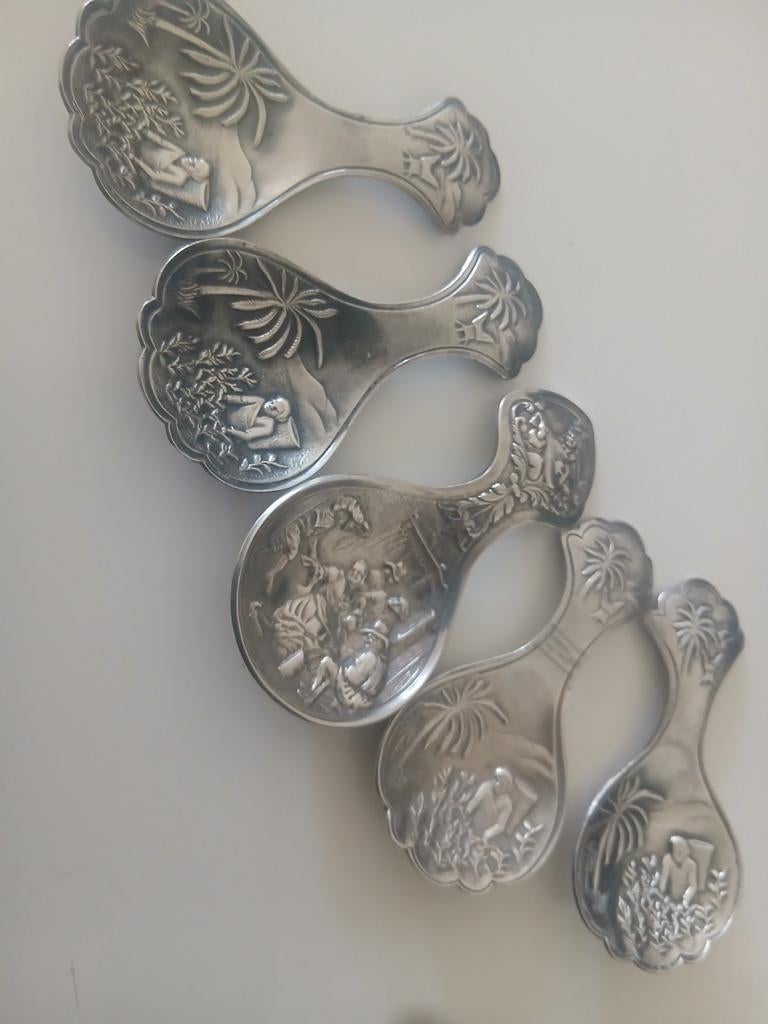 5 stuksTheeduim- theeschep verzilverd gemerkt Nieuwpoort, Ophalen