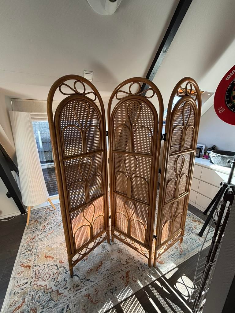 Prachtig vintage rotan kamerscherm, Huis en Inrichting, Woonaccessoires | Kamerschermen, Ophalen, Zo goed als nieuw