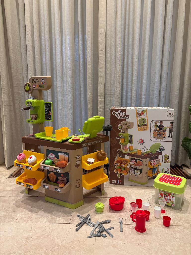 Smoby koffiehuis biologische supermarkt, Ophalen, Gebruikt, Kunststof, Speelkeuken