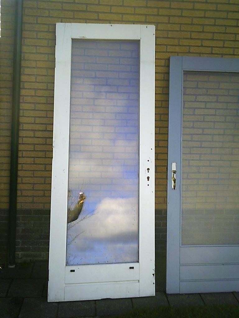 hardhouten deur 89 x 234.5 met dubbelglas, Ophalen, Gebruikt, 80 tot 100 cm, 215 cm of meer