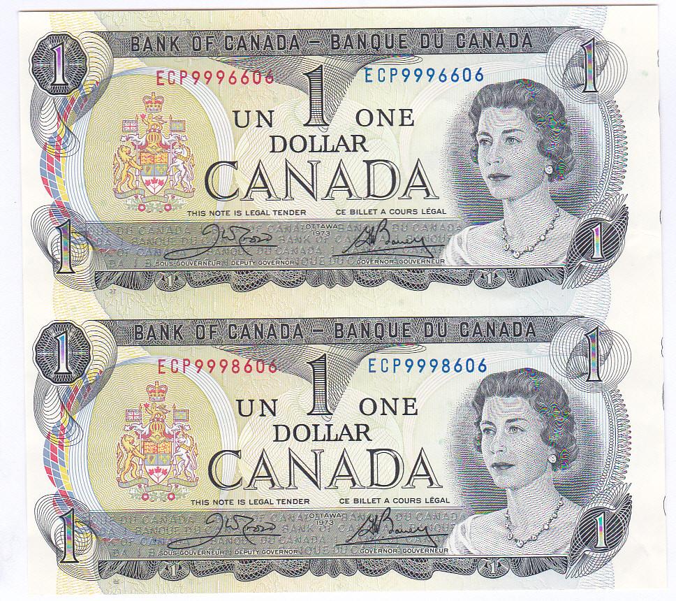 Canada 1 dollar in ongesneden paar van 2 stuks, Ophalen of Verzenden, Noord-Amerika