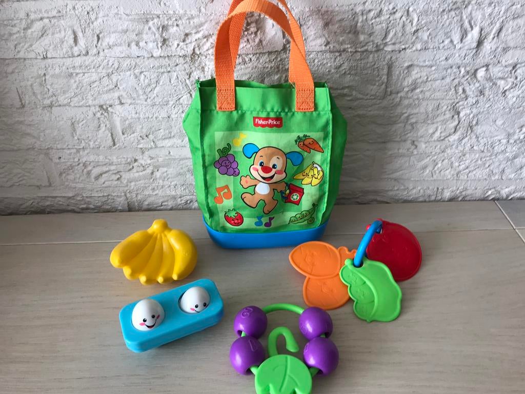 Fisher-Price.. groene boodschappentas met geluid, Kinderen en Baby's, Speelgoed | Fisher-Price, Ophalen, Zo goed als nieuw, Speelset
