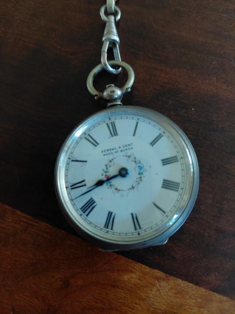 Antiek zak horloge met ketting, Sieraden, Tassen en Uiterlijk, Horloges | Antiek, Ophalen, Zilver, Overige merken