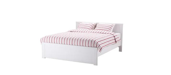 Ikea bedframe Brusali 160x200cm (inclusief lattenbodems), Ophalen, Wit, Tweepersoons, Zo goed als nieuw
