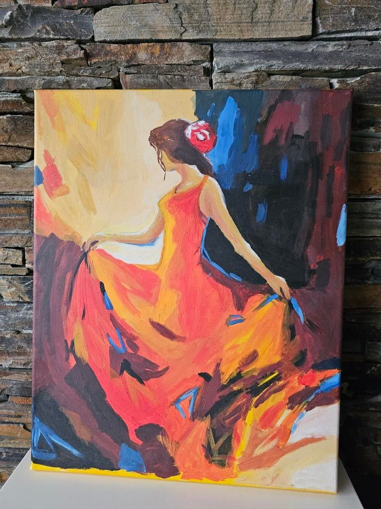 Schilderij hand geschilderd Spaanse danseres, Ophalen