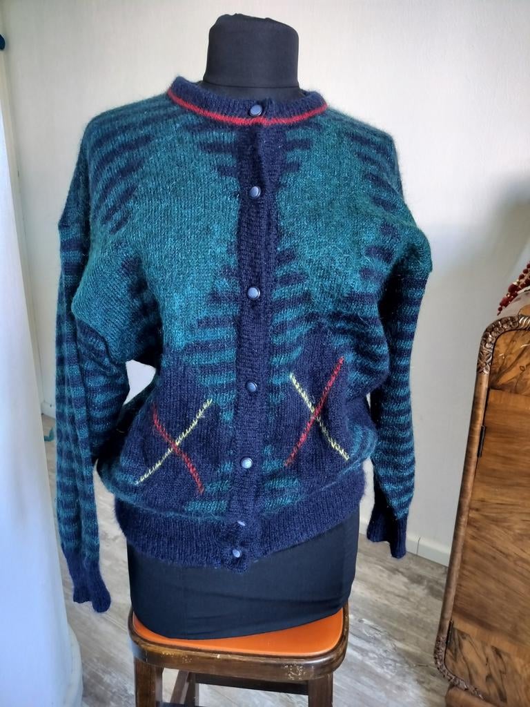 Vintage mohair vest, Ophalen of Verzenden, Zo goed als nieuw, Maat 38/40 (M), Blauw