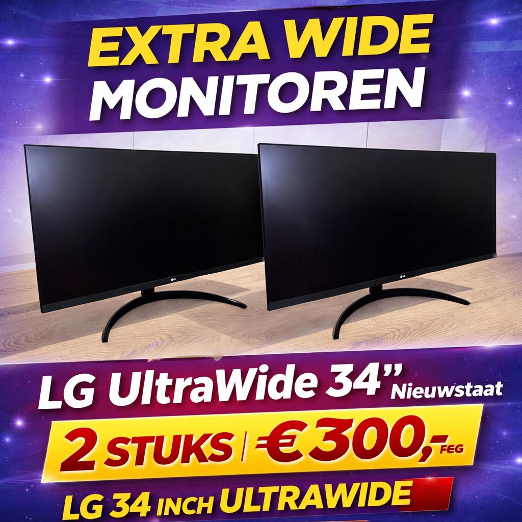2x LG UltraWide 34WP500-B - LED - Nieuwstaat, Ophalen, IPS, LG, LG
