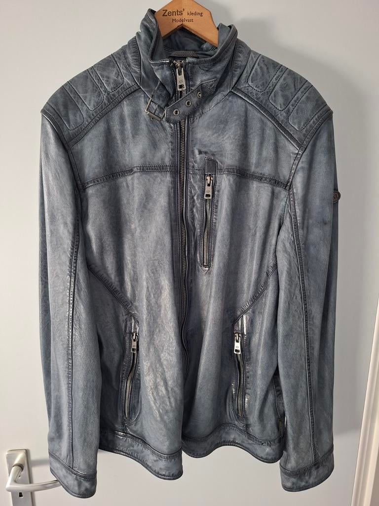 Te koop nieuwe grijze leren jas zie foto's, Ophalen of Verzenden, Nieuw, Maat 52/54 (L), Grijs