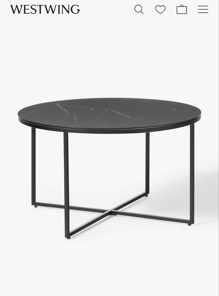 Westwing salontafel marmer-look zwart, Ophalen, Rond, 50 tot 100 cm, Minder dan 50 cm