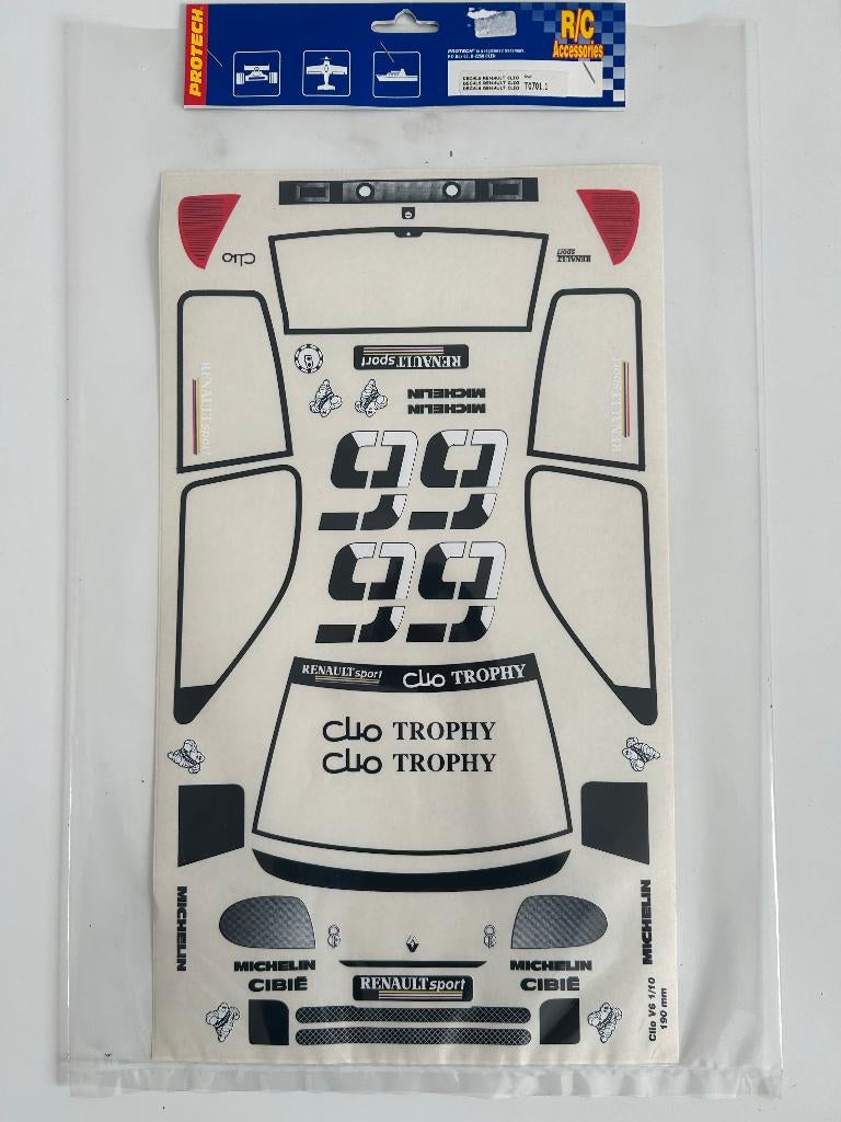 Protech decals Renault Clio T0701.2 nieuw rc stickers, Ophalen of Verzenden, Nieuw, Overige schalen, Onderdeel
