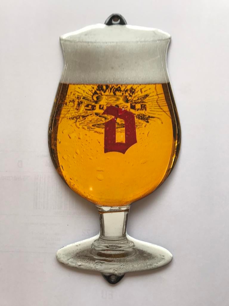 Duvel bier emaille bordje, Verzamelen, Ophalen of Verzenden, Gebruikt, Reclamebord, Plaat of Schild, Duvel