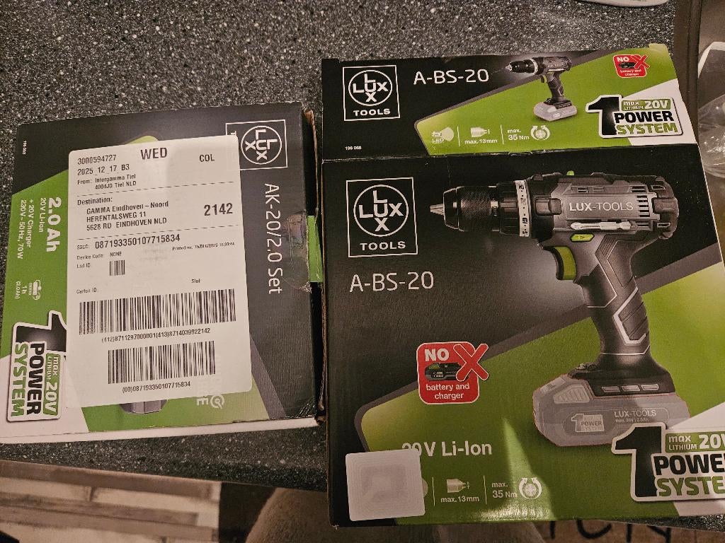 Accu boormachine, Variabele snelheid, Nieuw, 400 tot 600 watt, Ophalen