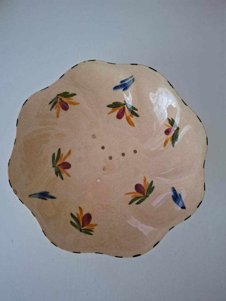 Vintage Aardewerk fruittest met Bloemmotief, Ophalen of Verzenden