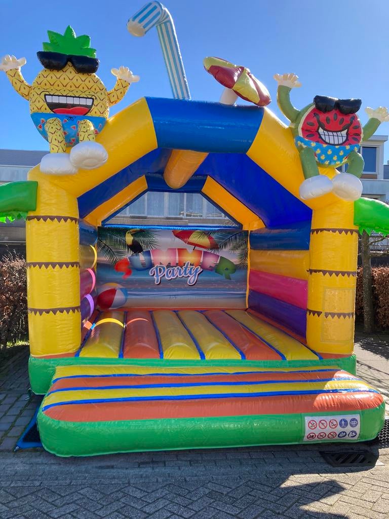 Supercool Springkussen Summerparty te huur! 4x5m2! Met dakje, Hobby en Vrije tijd, Feestartikelen | Verhuur, Ophalen of Verzenden