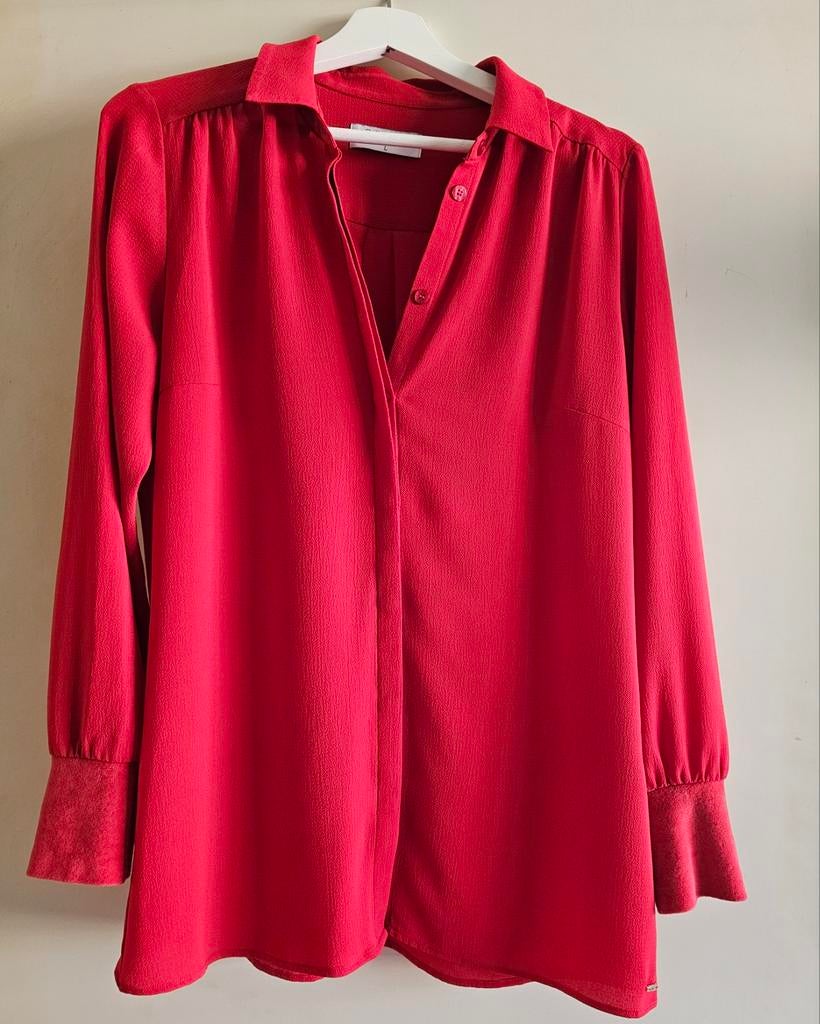 Rode fluweelachtige blouse CVRD maat L, Kleding | Dames, CVRD, Maat 42/44 (L), Ophalen of Verzenden, Zo goed als nieuw