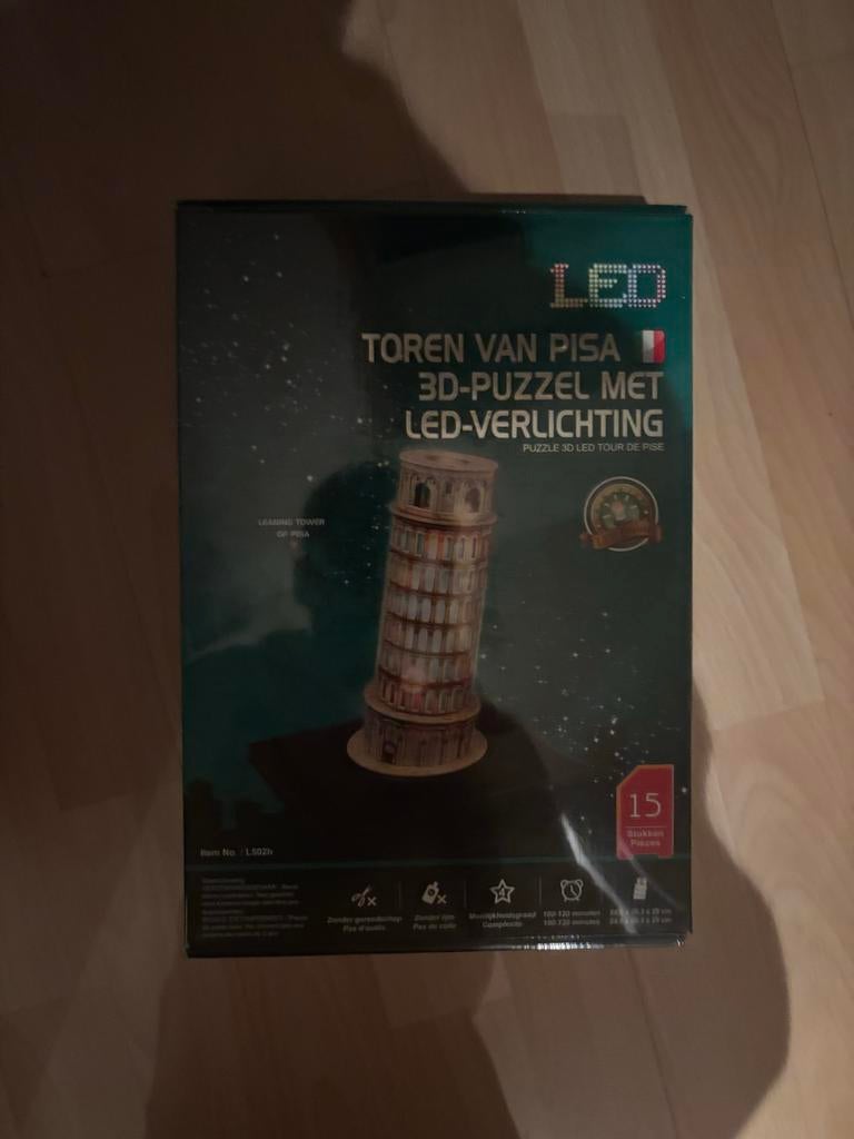 Toren van Pisa 3D Puzzel met LED, Ophalen, Minder dan 500 stukjes, Nieuw, Rubik's of 3D-puzzel