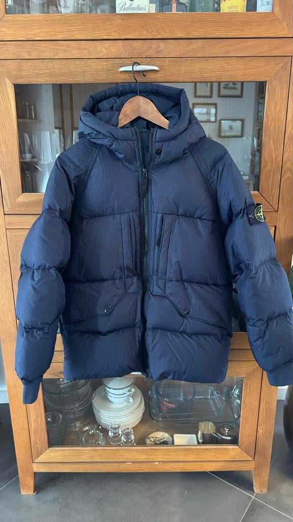 Stone Island Garment Dyed Puffer Jas M, Ophalen of Verzenden, Zo goed als nieuw, Maat 48/50 (M), Blauw
