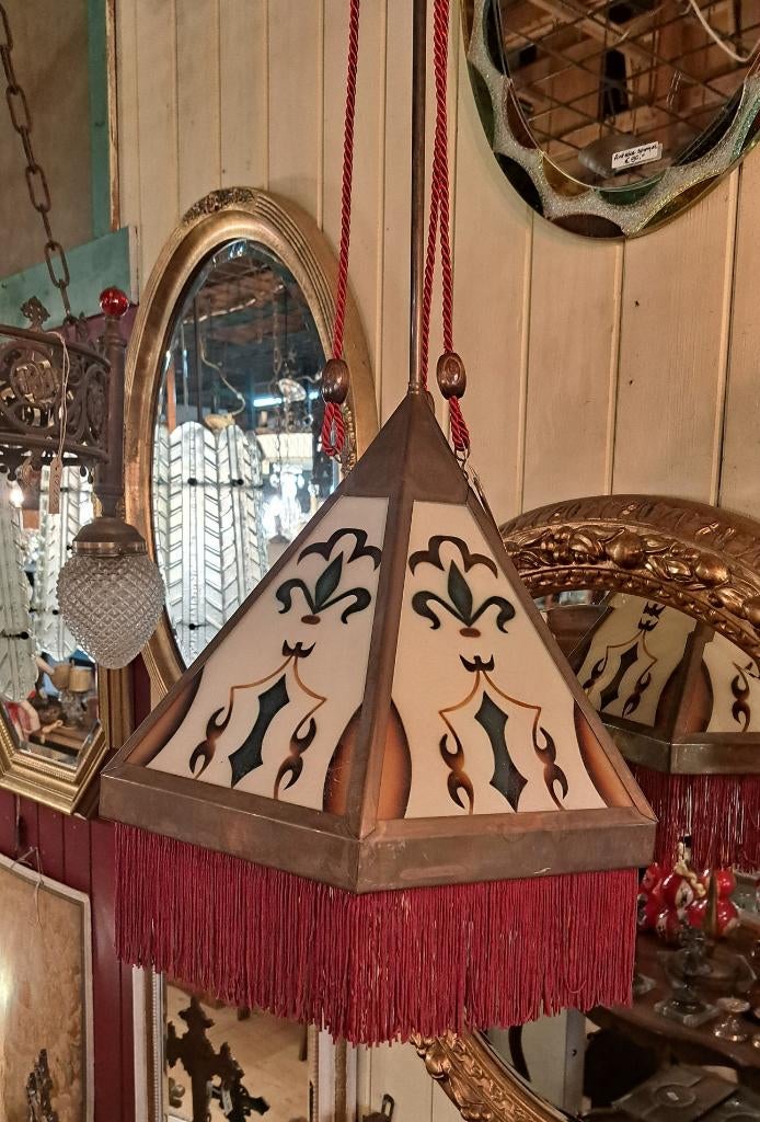 Mooie hanglamp in de Amsterdamse school stijl 44 cm doorsnee, Ophalen