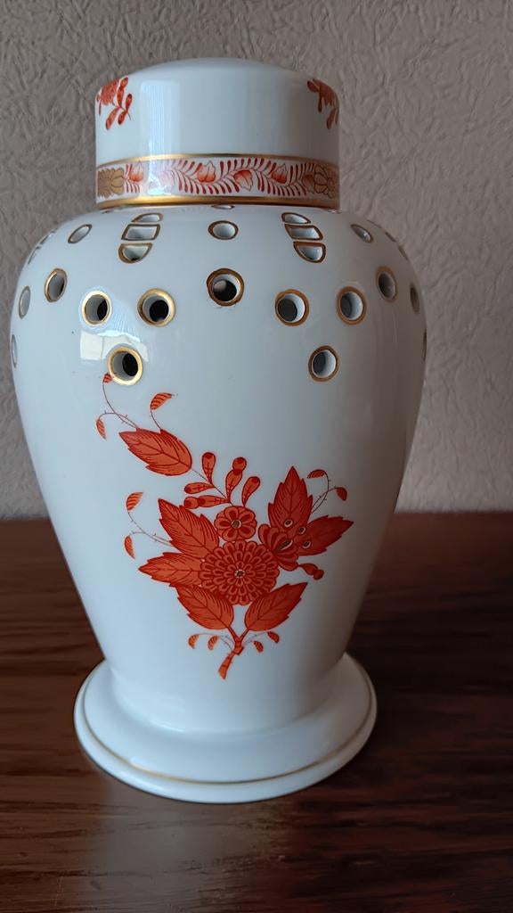 Zeldzame Herend Apponyi Oranje Potpourri Vaas - 20 cm, Antiek en Kunst, Antiek | Vazen, Ophalen of Verzenden
