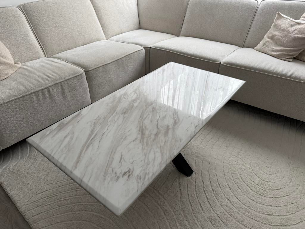 Marmeren/Composiet Salontafel 130x65x45 LBH., Huis en Inrichting, Tafels | Salontafels, Zo goed als nieuw, Minder dan 50 cm, 50 tot 100 cm