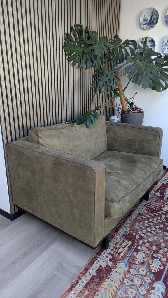 Be Pure Home Rodeo Leren Loveseat / Fauteuil, Huis en Inrichting, Fauteuils, Ophalen, Gebruikt, 100 tot 125 cm, Industrieel