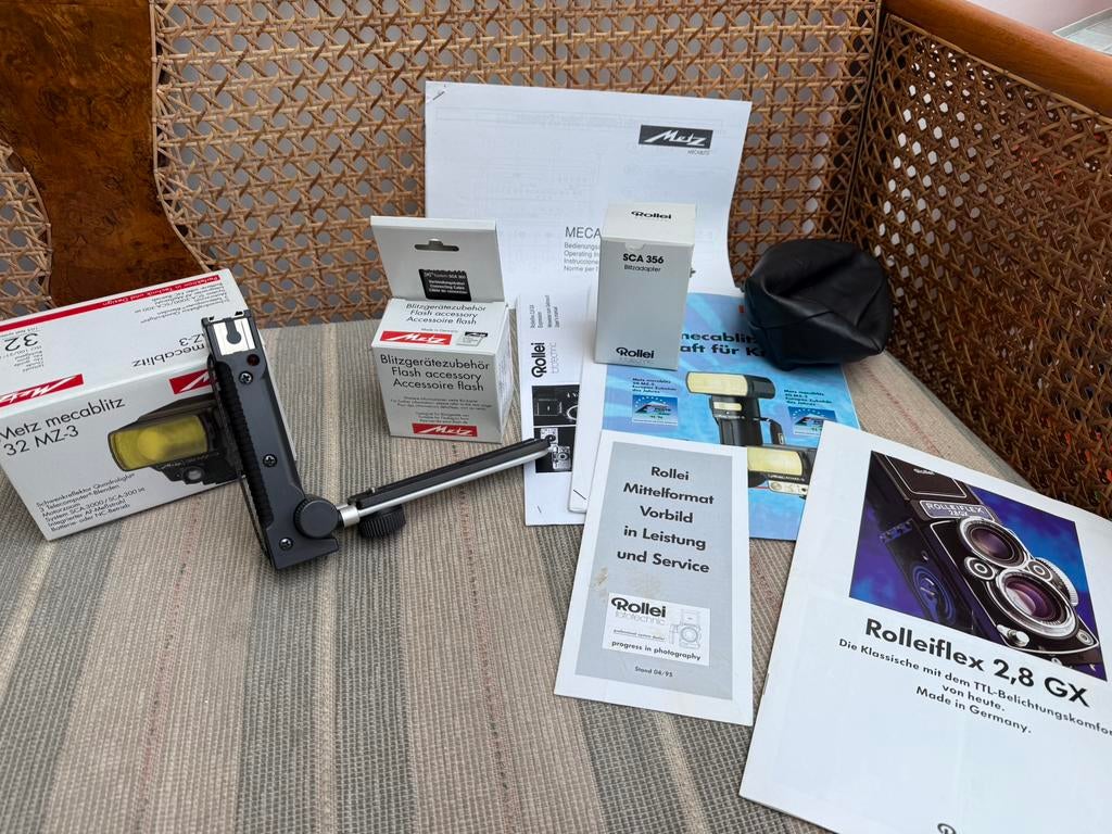 Rolleiflex 2.8GX 2.8FX SL66 Metz 32 MZ-3 Flitserset 2.8 GX, Ophalen of Verzenden, Zo goed als nieuw, Metz