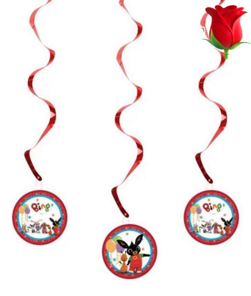 Bing swirl slingers, verticale slinger, draaislinger rood, Verzenden, Nieuw, Versiering, Verjaardag